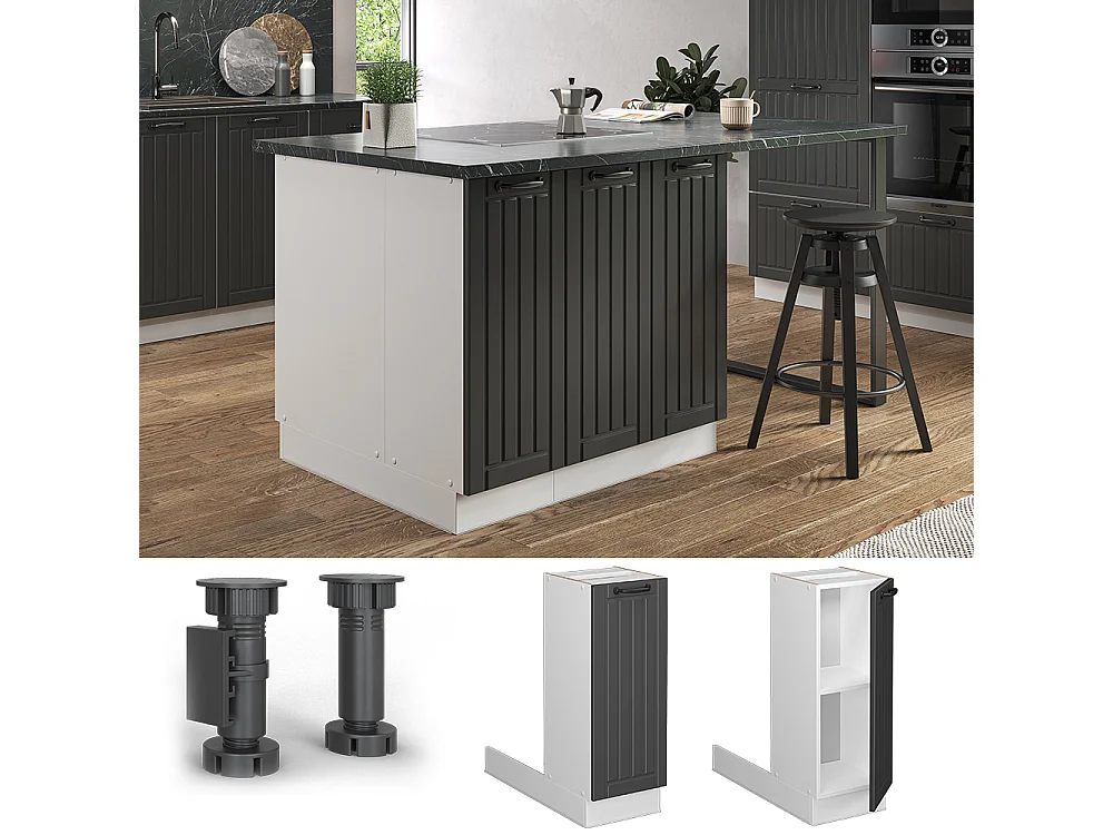 Îlot de cuisine anthracite campagne 30x70x82 fame-line