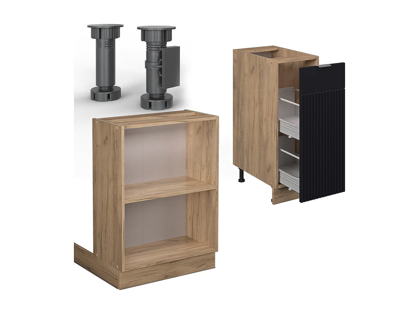 Îlot de cuisine noir rayé 90x60x82 fame-line