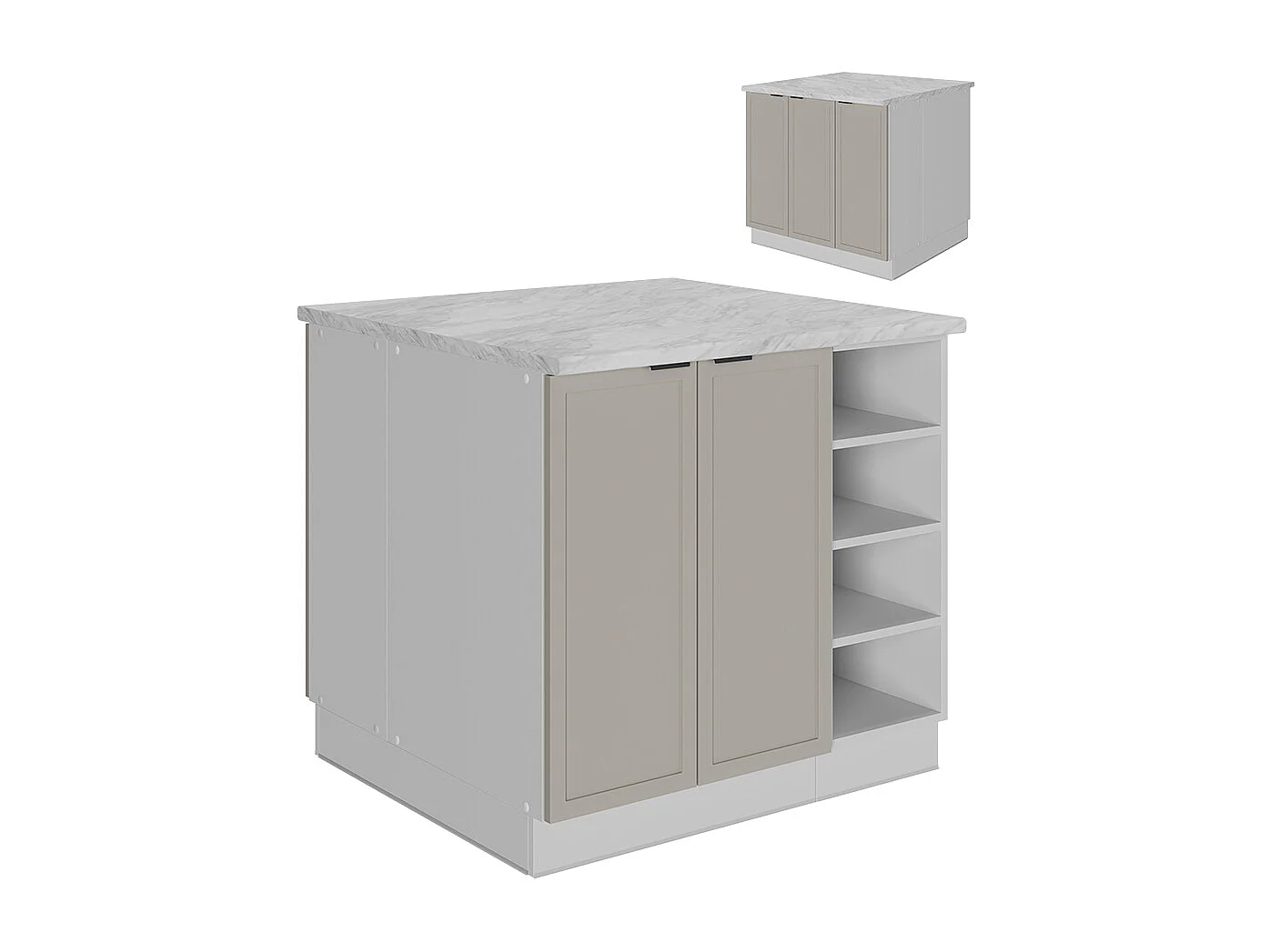 Kücheninsel graubeige 90x60x82 fame-line