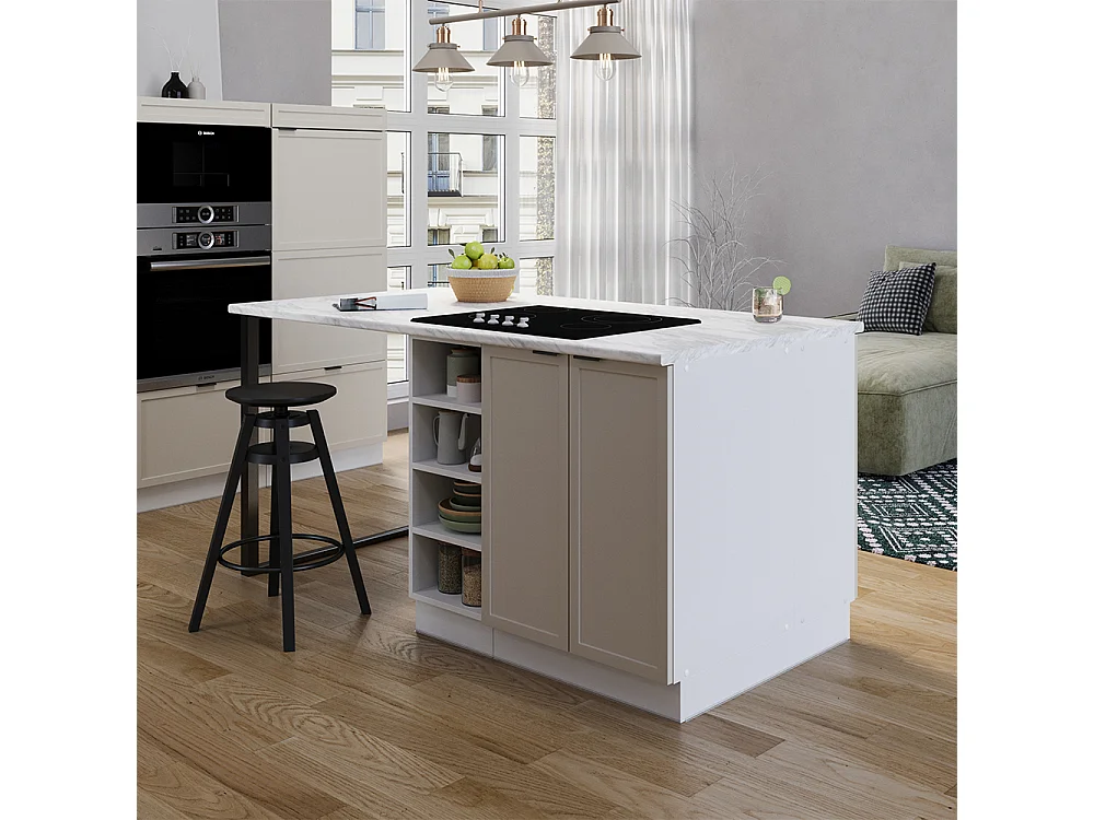 Îlot de cuisine grisbeige 90x60x82 fame-line