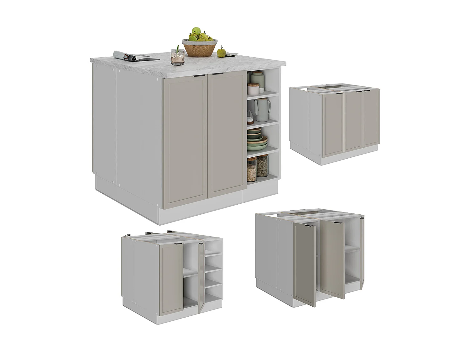 Îlot de cuisine grisbeige 90x60x82 fame-line