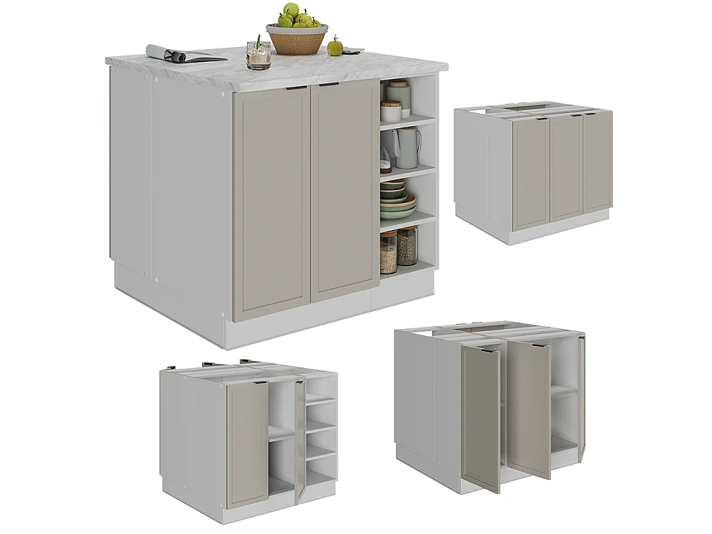 Îlot de cuisine grisbeige 90x60x82 fame-line