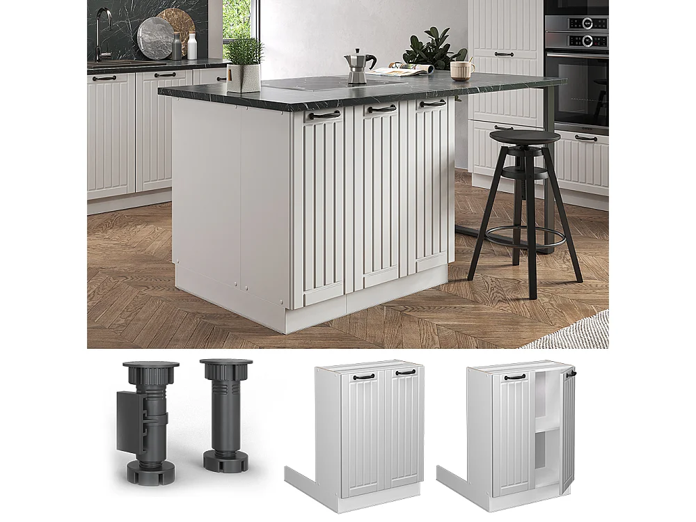 Îlot de cuisine blanc campagne 60x30x82 fame-line