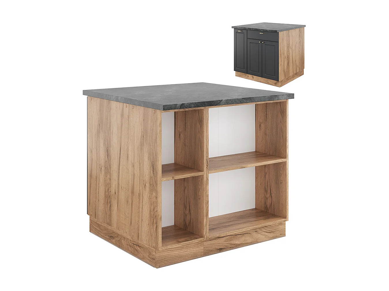 Isola cucina antracite country house/oro kraft oak 90x60x82 fame-line