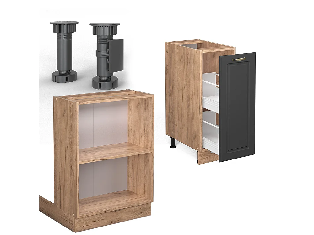 Îlot de cuisine anthracite campagne/chêne doré 90x60x82 fame-line