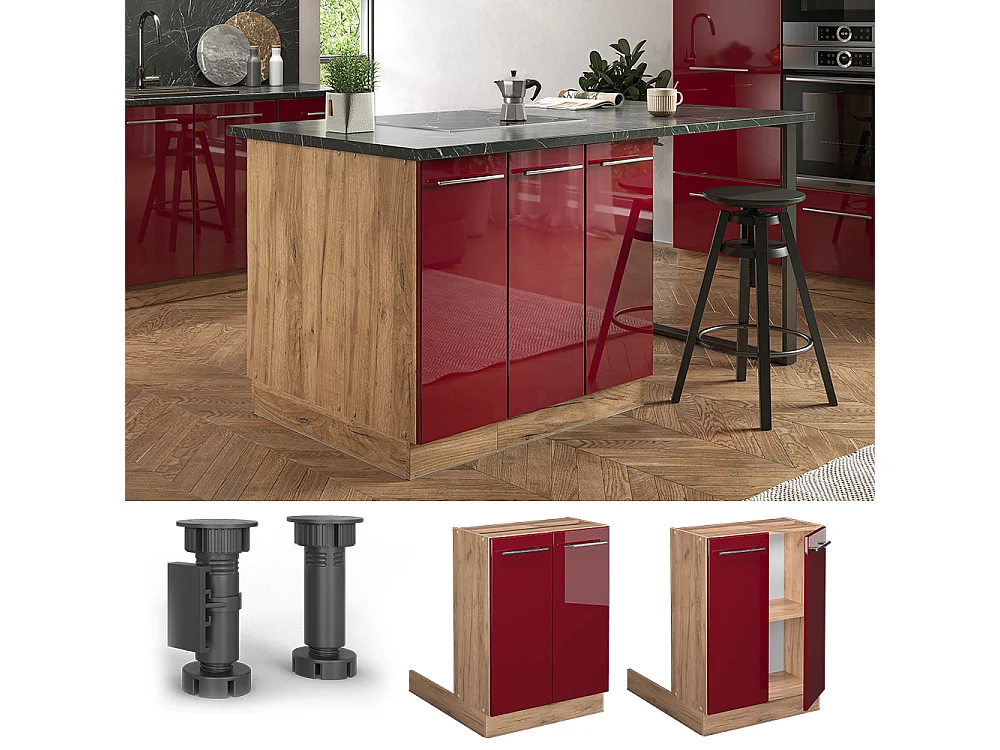 Kücheninsel bordeaux hochglanz 60x30x82 fame-line