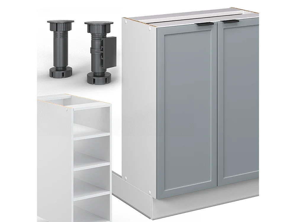 Armário de cozinha com ilha azul acinzentado claro 90x60x82 fame-line