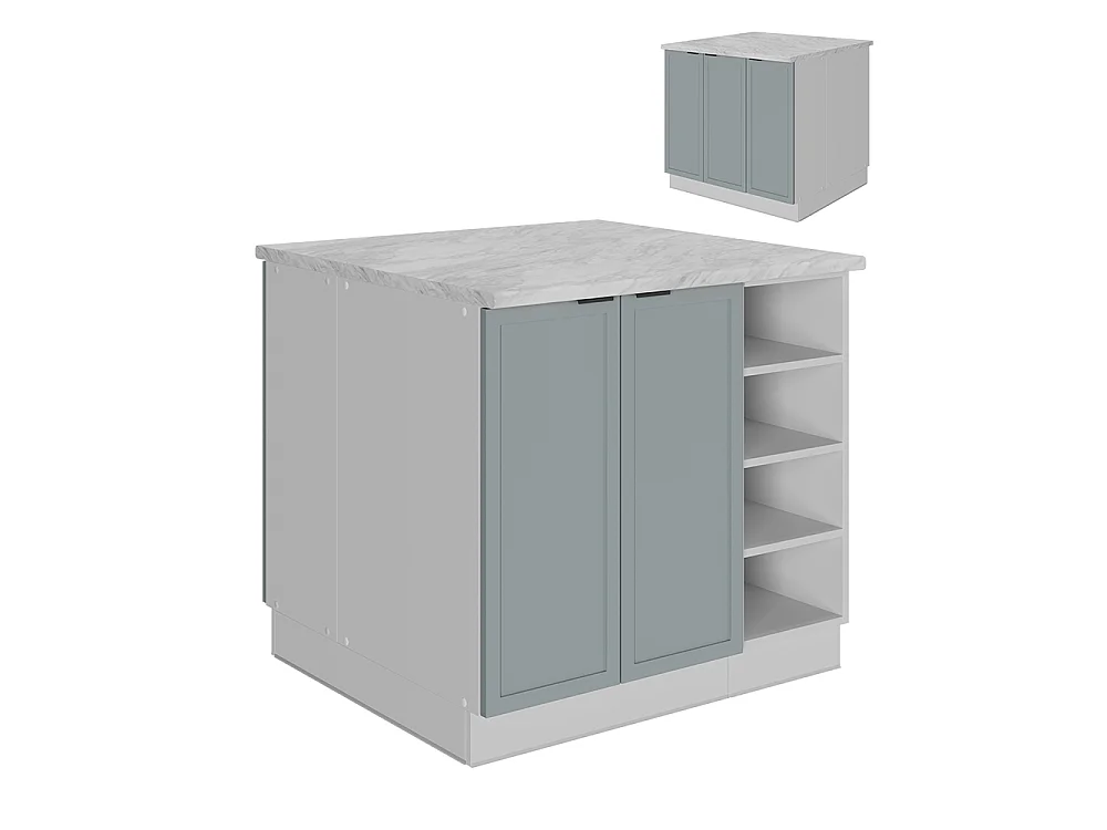 Îlot de cuisine bleu clair-gris 90x60x82 fame-line