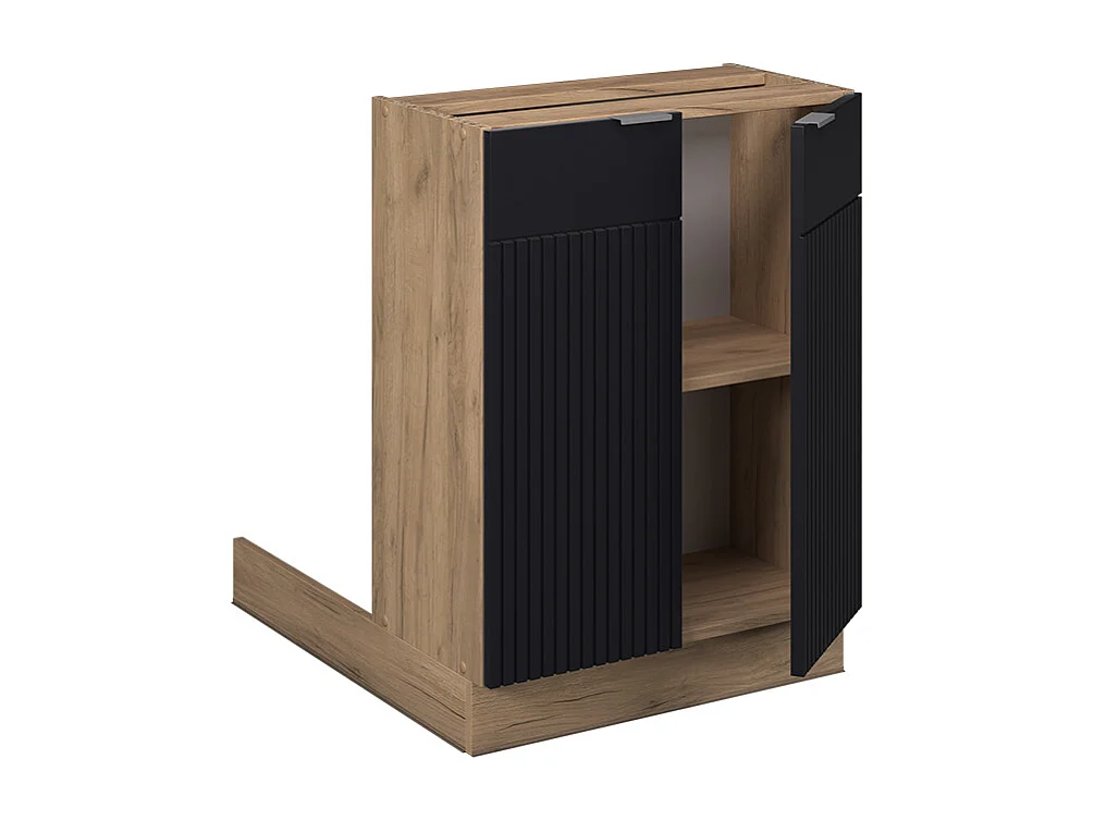 Îlot de cuisine noir rayé 60x30x82 fame-line