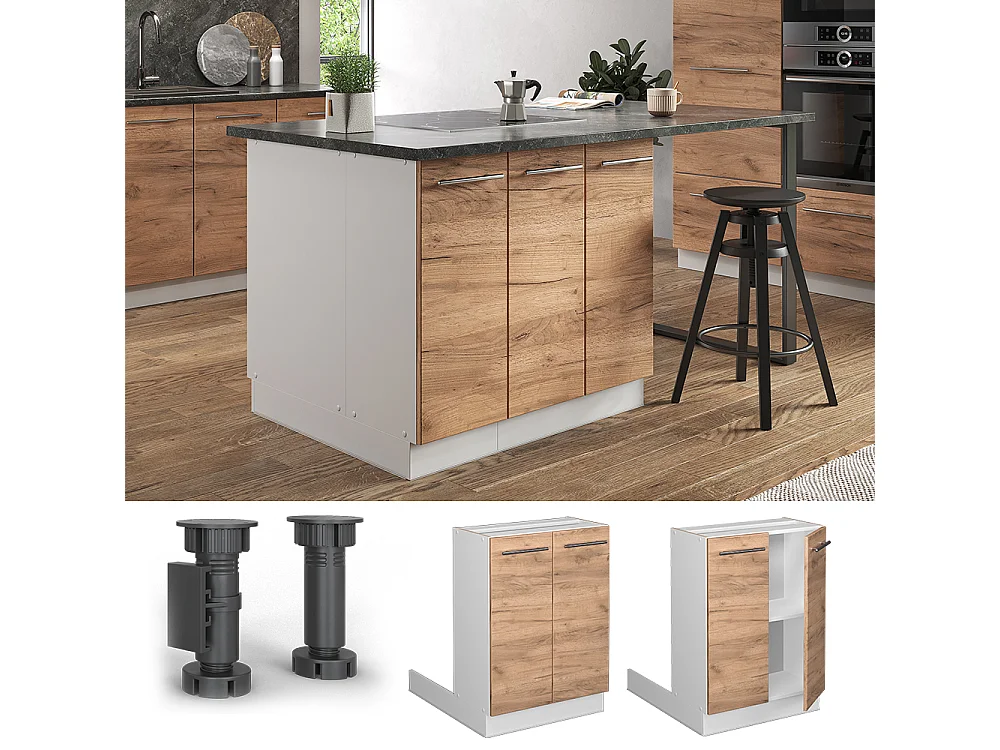 Îlot de cuisine chêne de force doré 60x30x82 fame-line