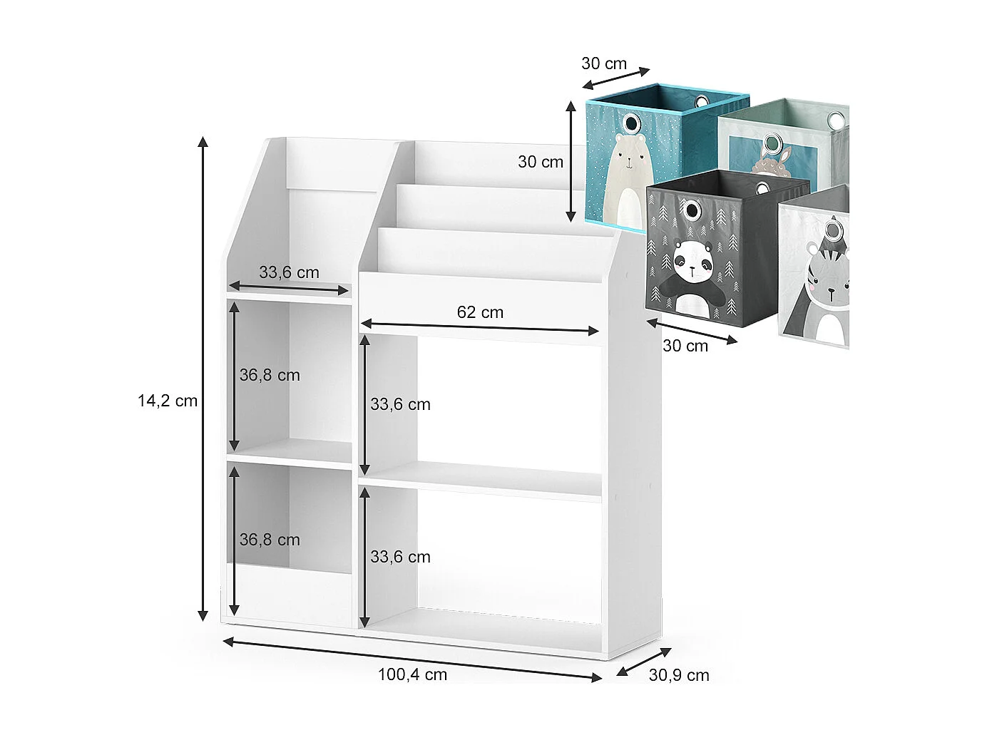 Kinderboekenkast wit 100.4x30.9x114.2 luigi