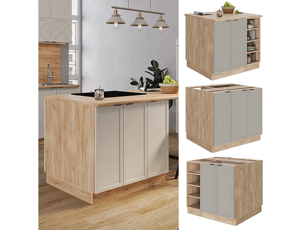 Îlot de cuisine grisbeige 90x60x82 fame-line