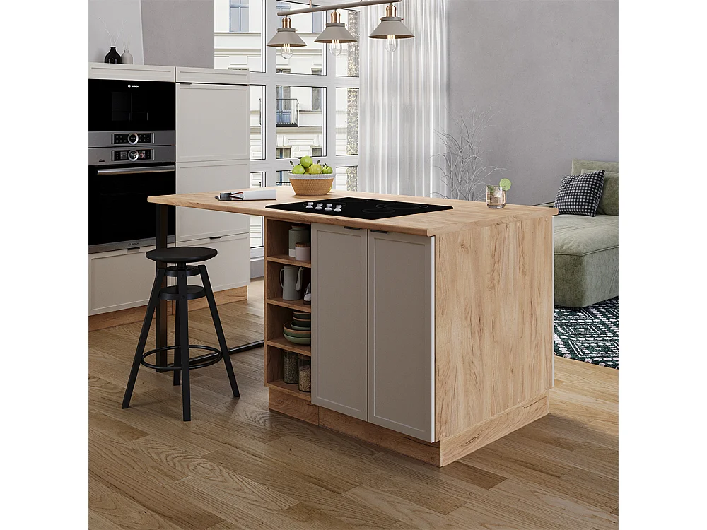 Îlot de cuisine grisbeige 90x60x82 fame-line