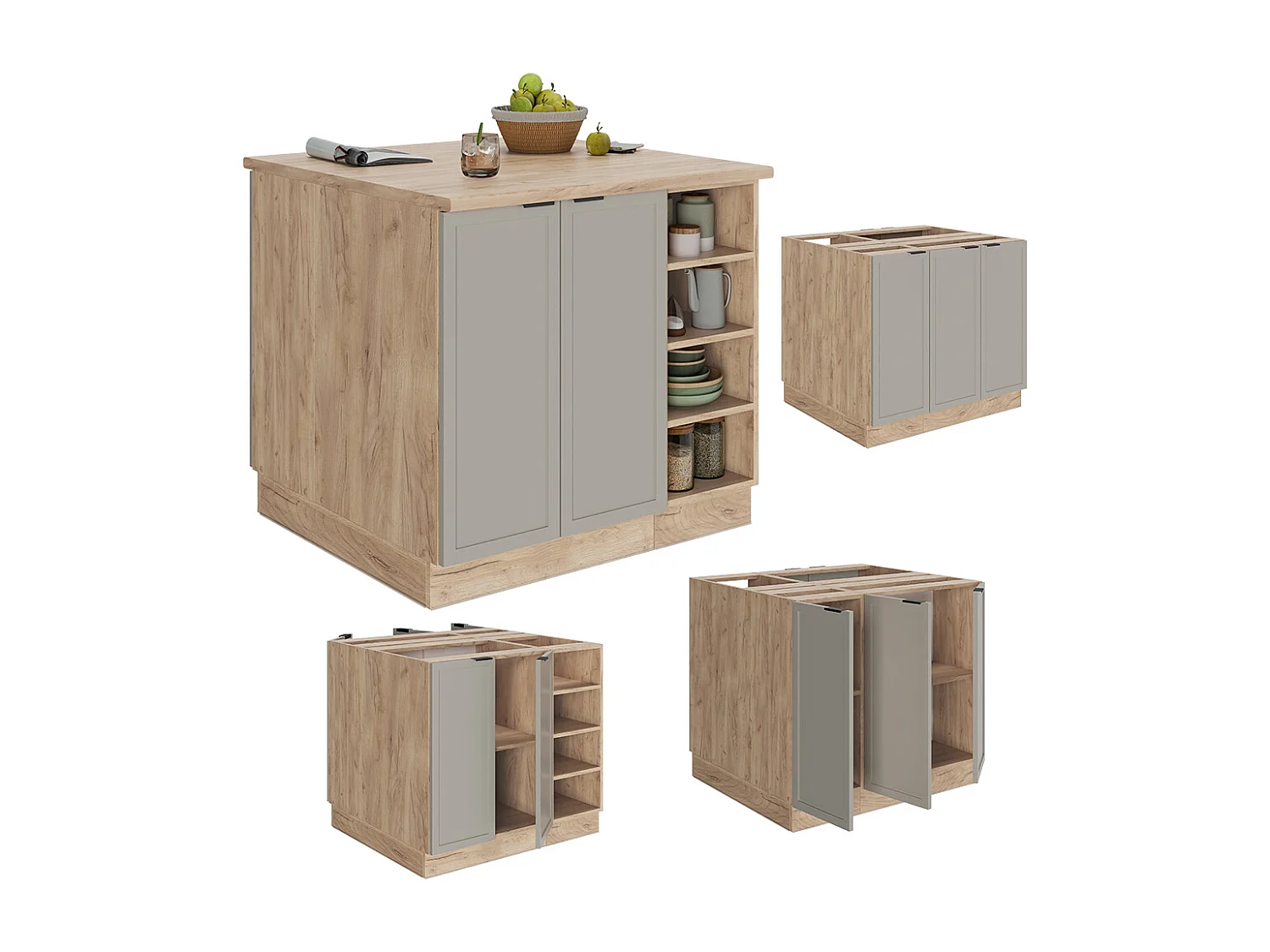 Îlot de cuisine grisbeige 90x60x82 fame-line