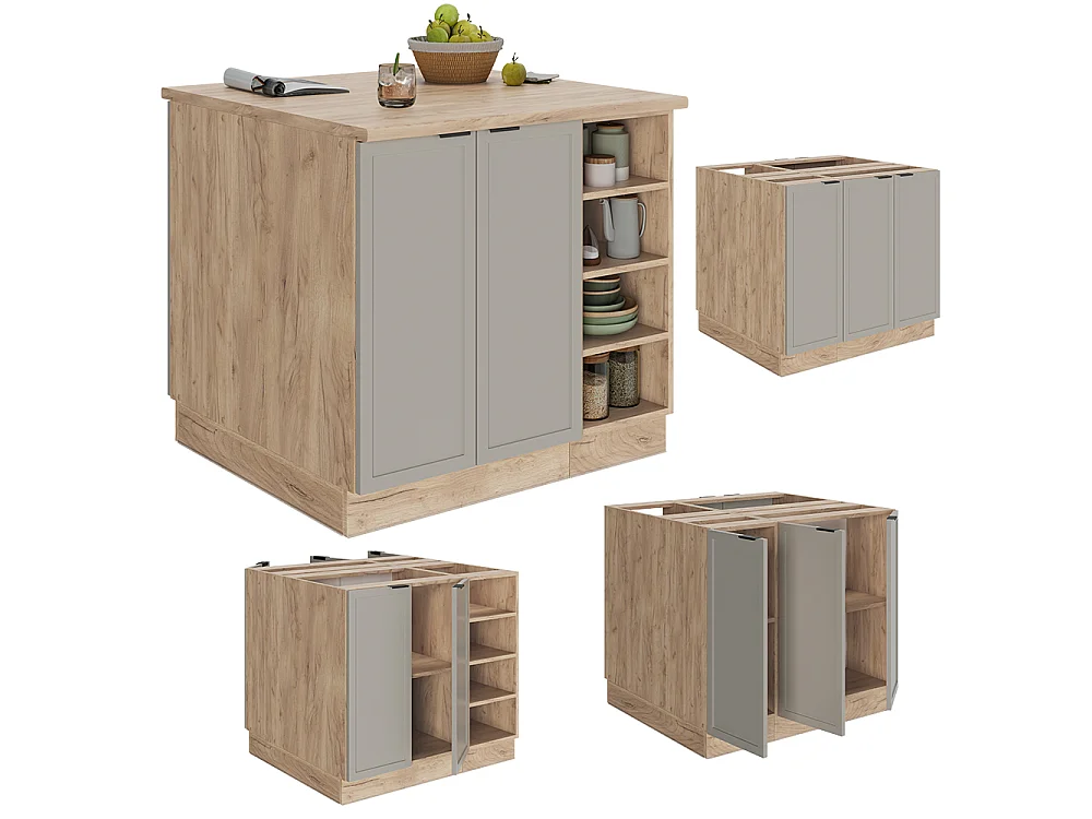 Îlot de cuisine grisbeige 90x60x82 fame-line