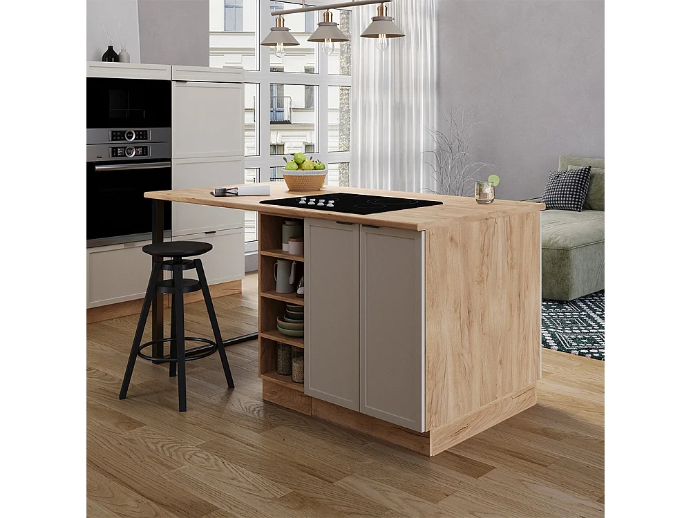 Îlot de cuisine grisbeige 90x60x82 fame-line