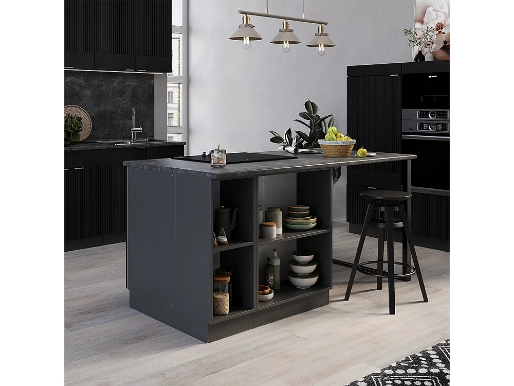 Isola cucina nero a righe 90x60x82 fame-line