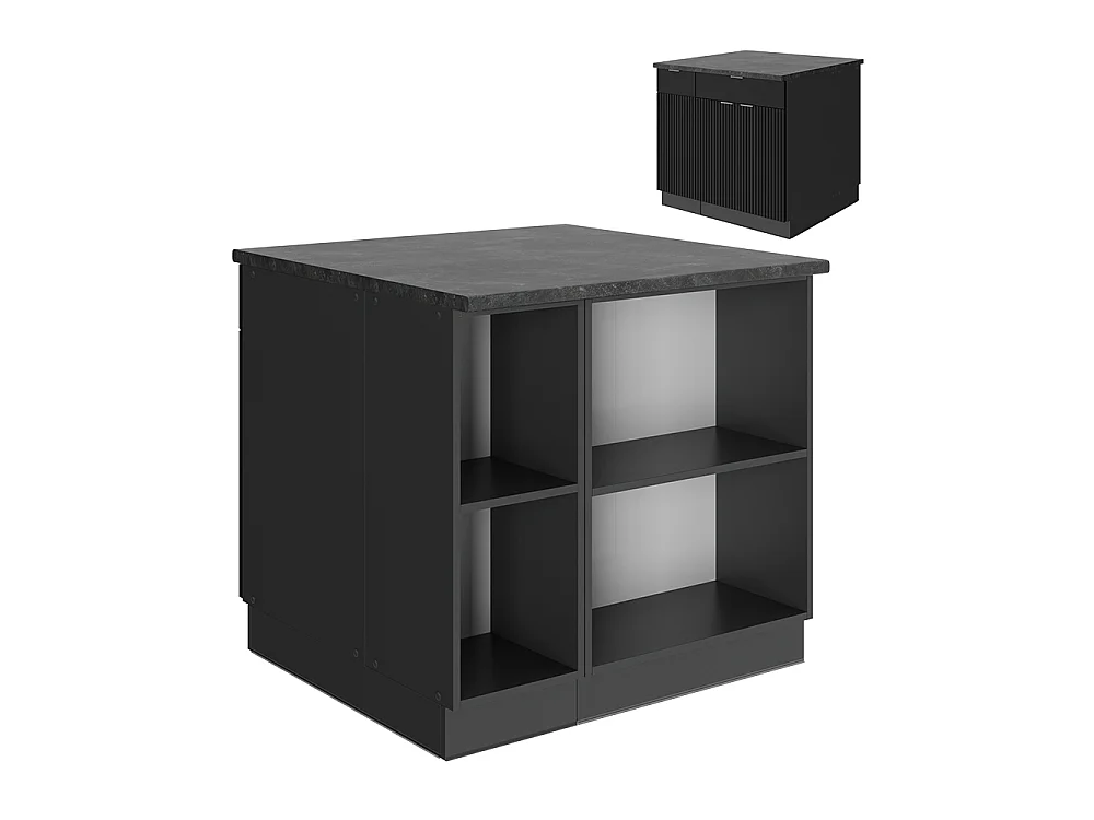 Îlot de cuisine noir rayé 90x60x82 fame-line