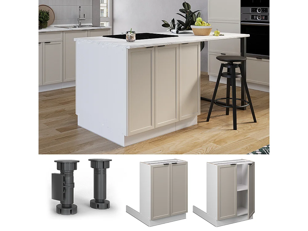 Ilot de cuisine grisbeige 60x30x82 fame-line