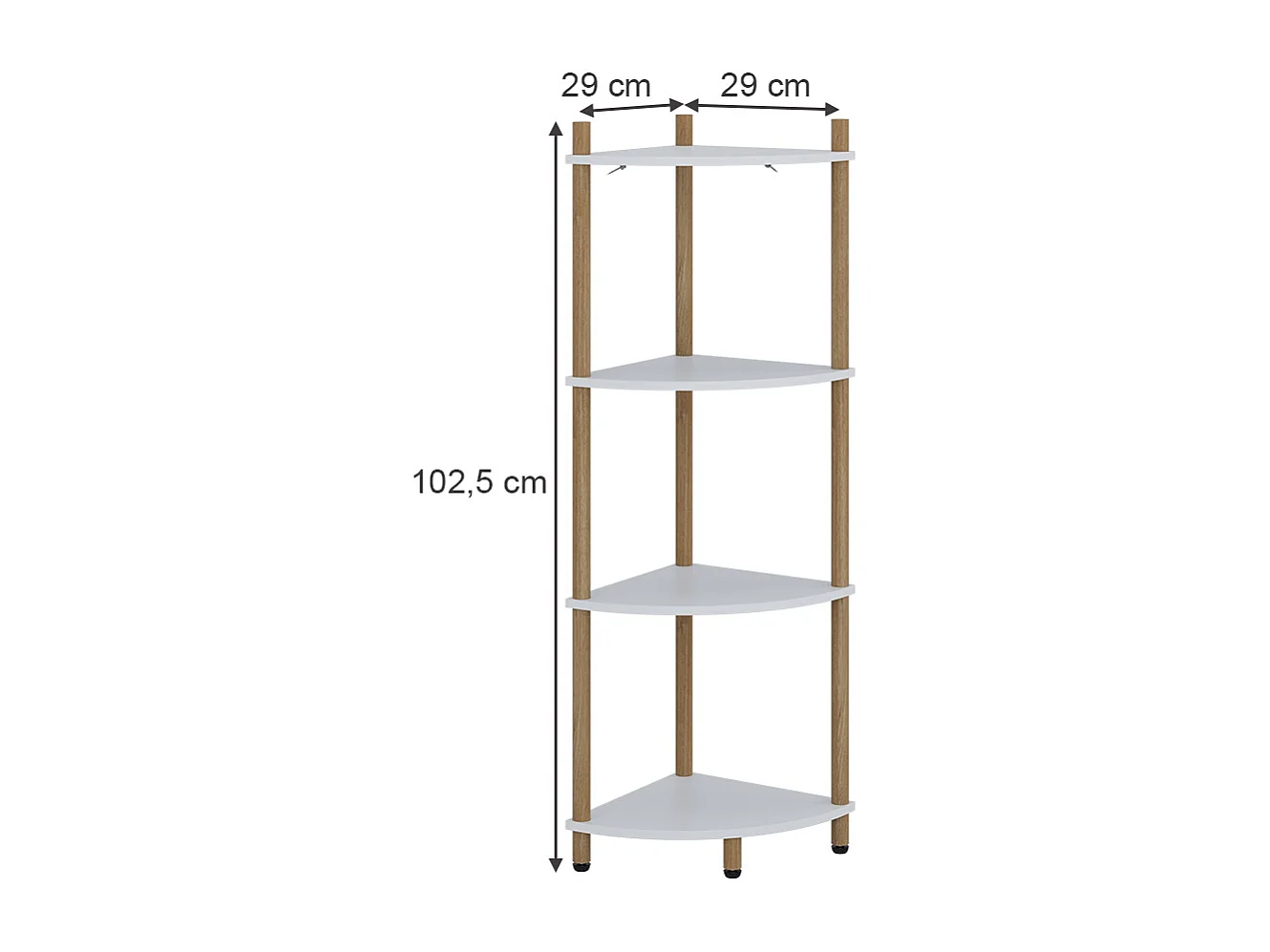 Corner shelf white/pine 29x29x102.5 bivio