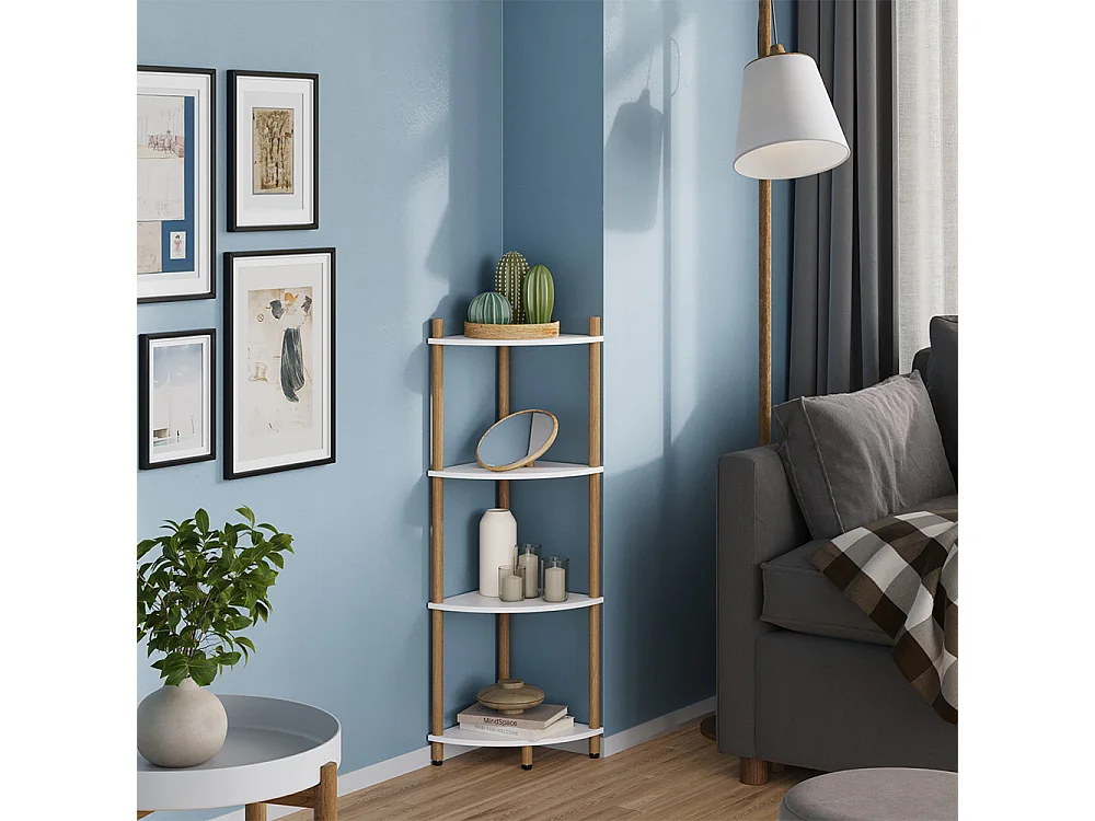 Corner shelf white/pine 29x29x102.5 bivio