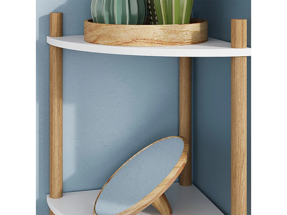 Corner shelf white/pine 29x29x102.5 bivio