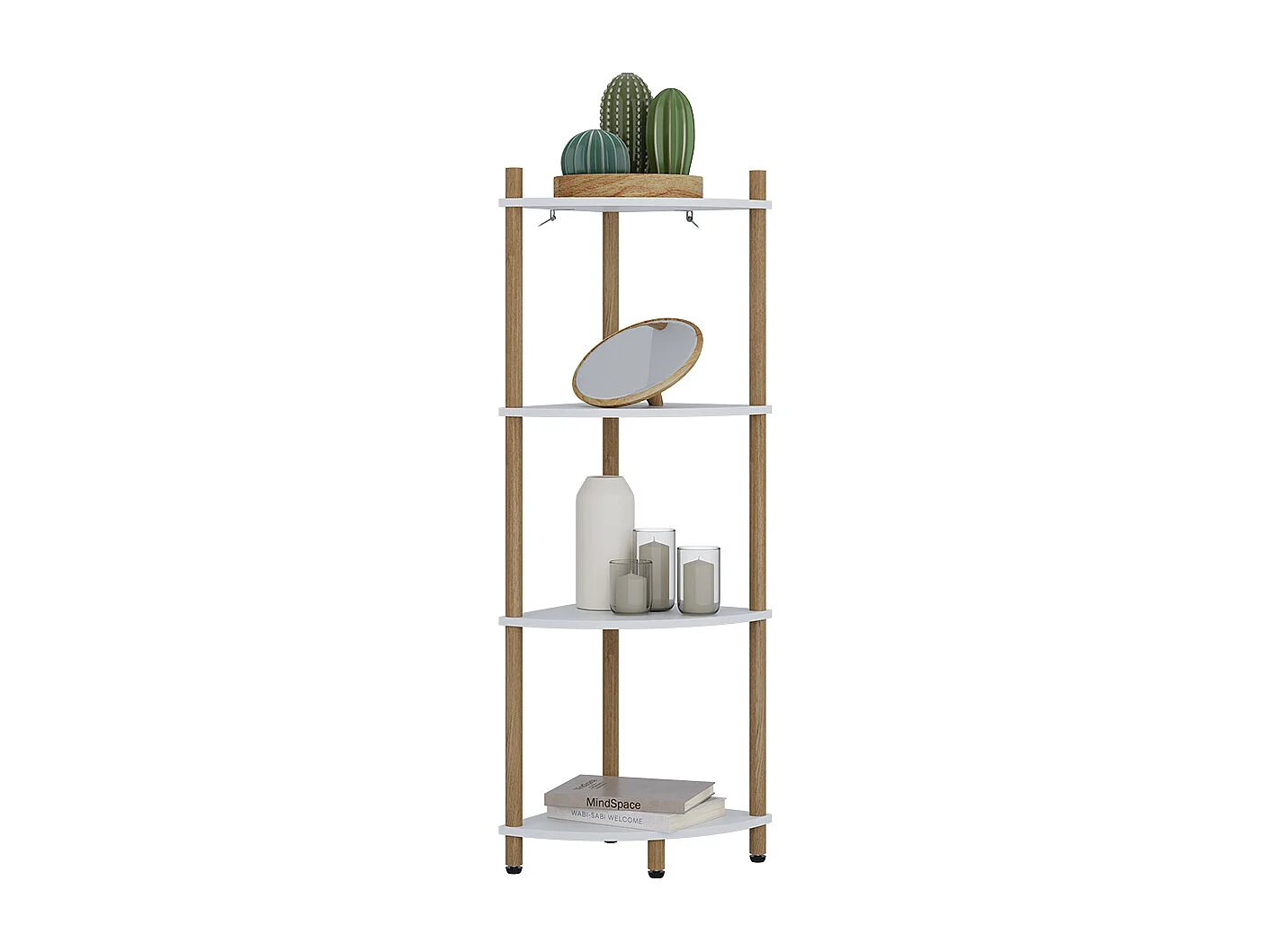 Corner shelf white/pine 29x29x102.5 bivio
