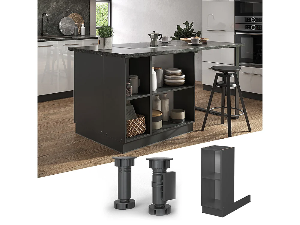 Armário de cozinha com ilha antracite 30x70x82 fame-line