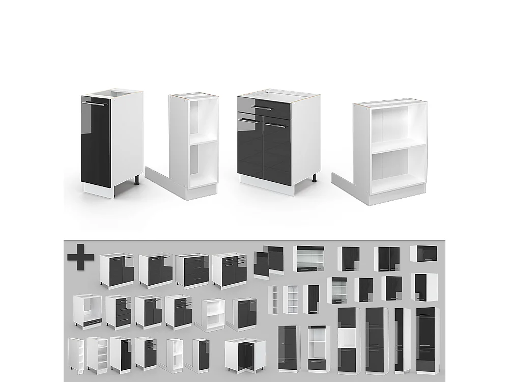 Keukeneiland antraciet hoogglans/wit 90x60x82 fame-line