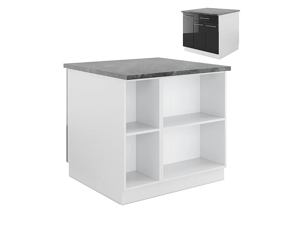 Isla de cocina antracita brillo intenso/blanco 90x60x82 fame-line