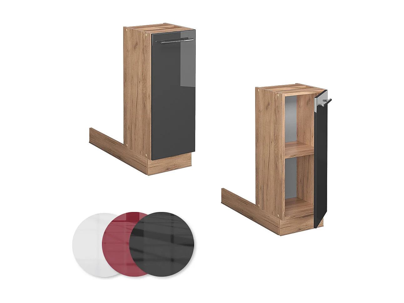 Îlot de cuisine anthracite haute brillance 30x70x82 fame-line