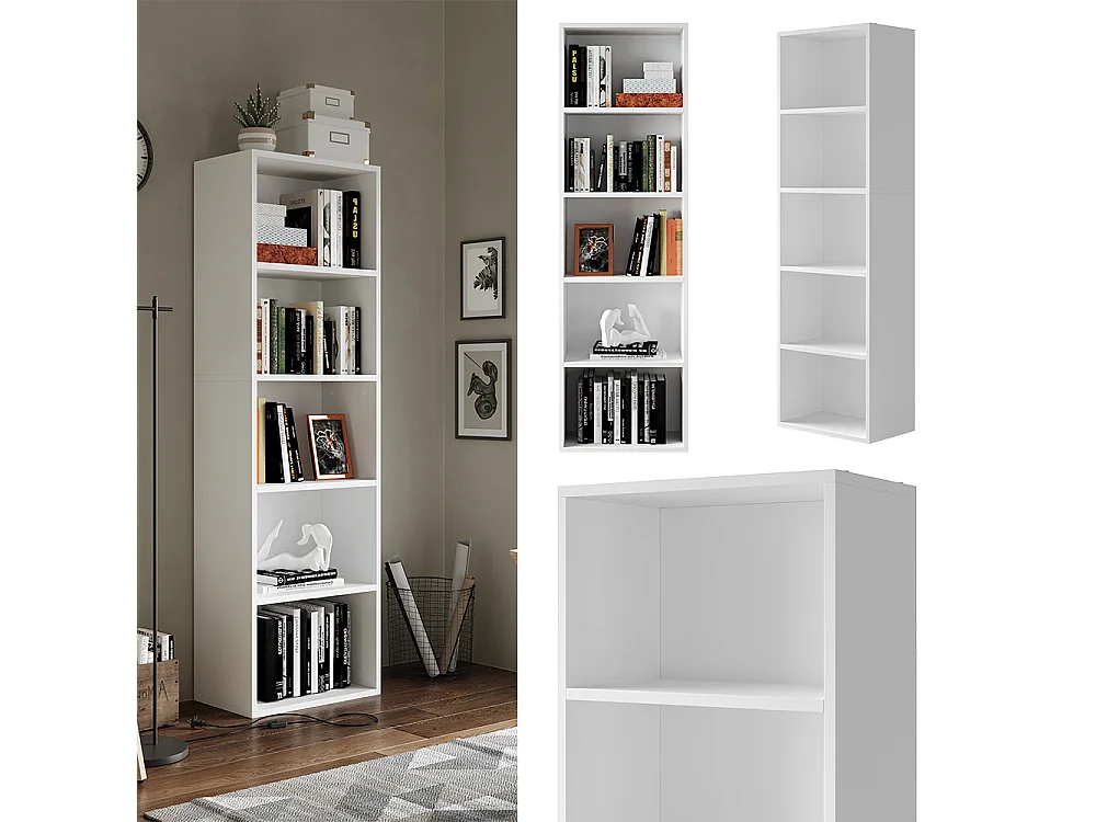 Étagère à livres blanc 40x24x132 bob