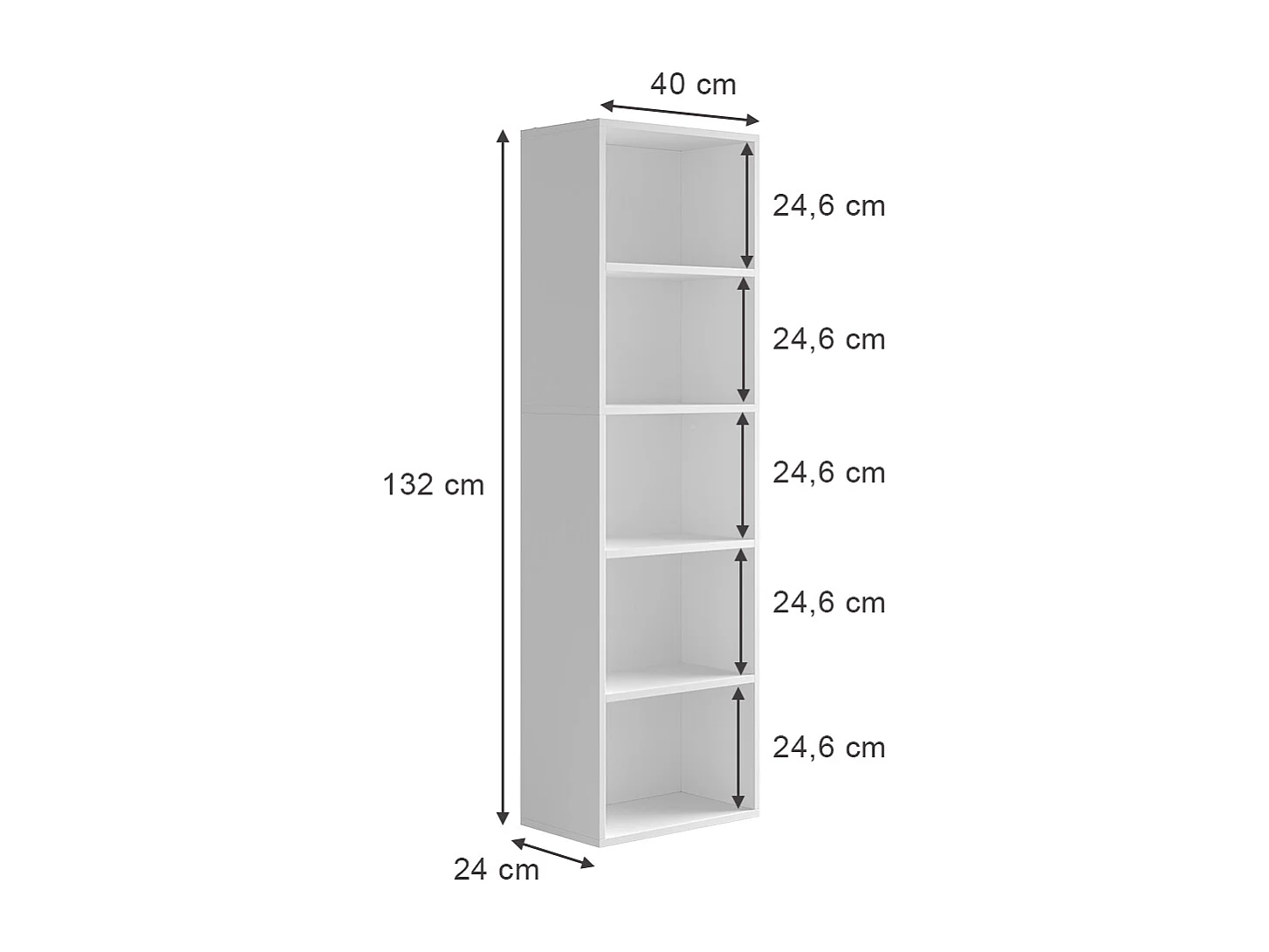 Étagère à livres blanc 40x24x132 bob