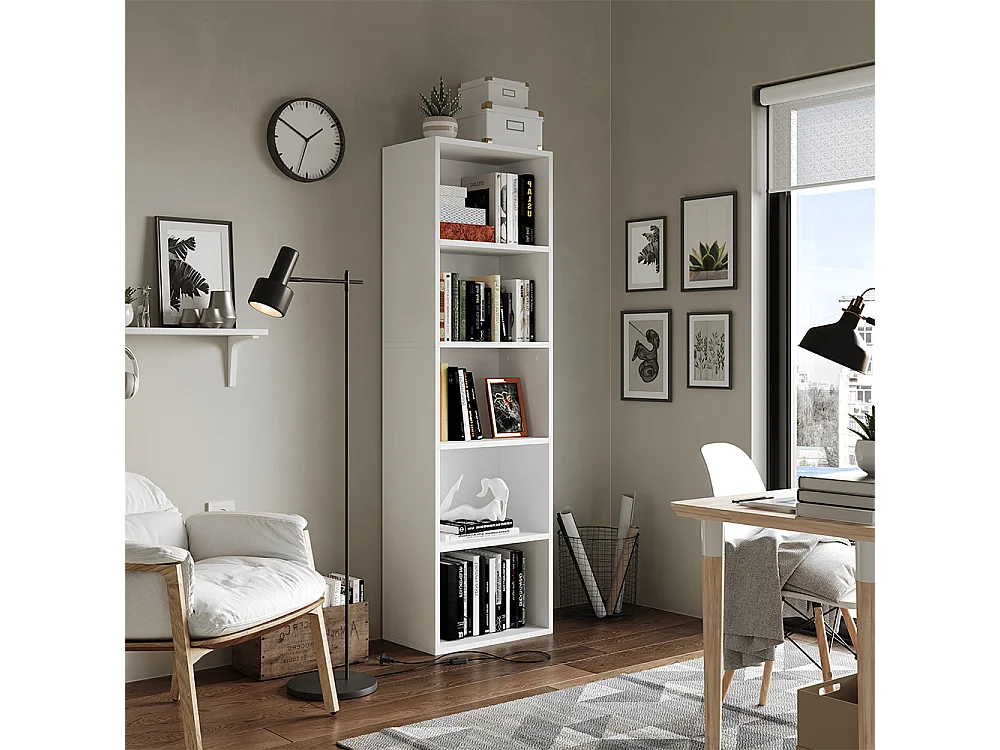 Étagère à livres blanc 40x24x132 bob