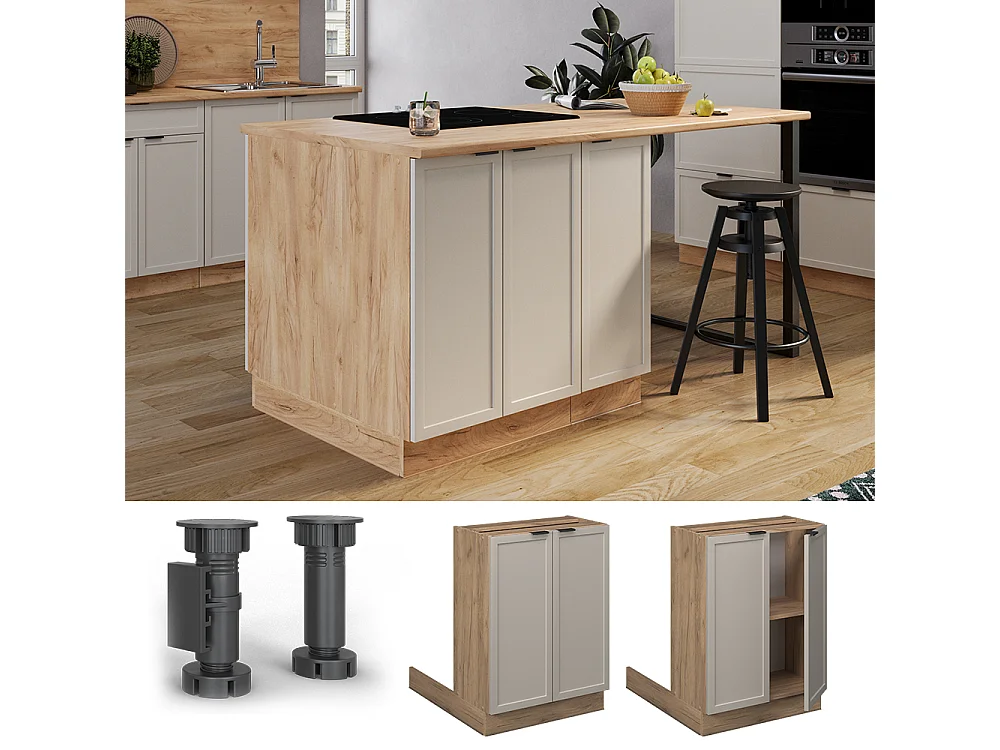 îlot de cuisine grisbeige 60x30x82 fame-line