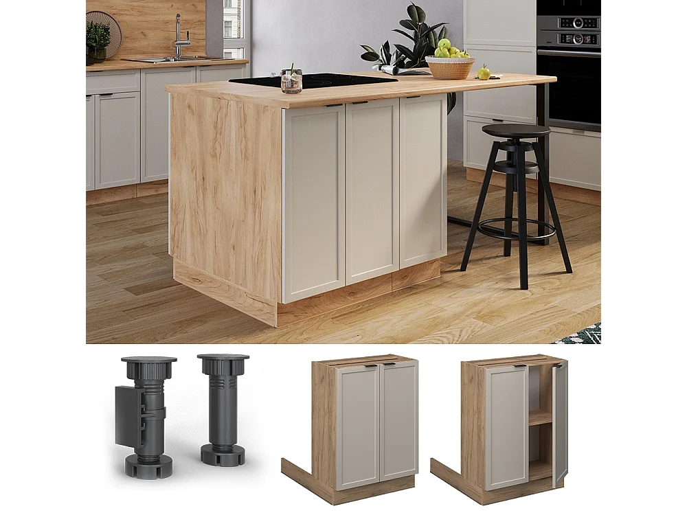 îlot de cuisine grisbeige 60x30x82 fame-line