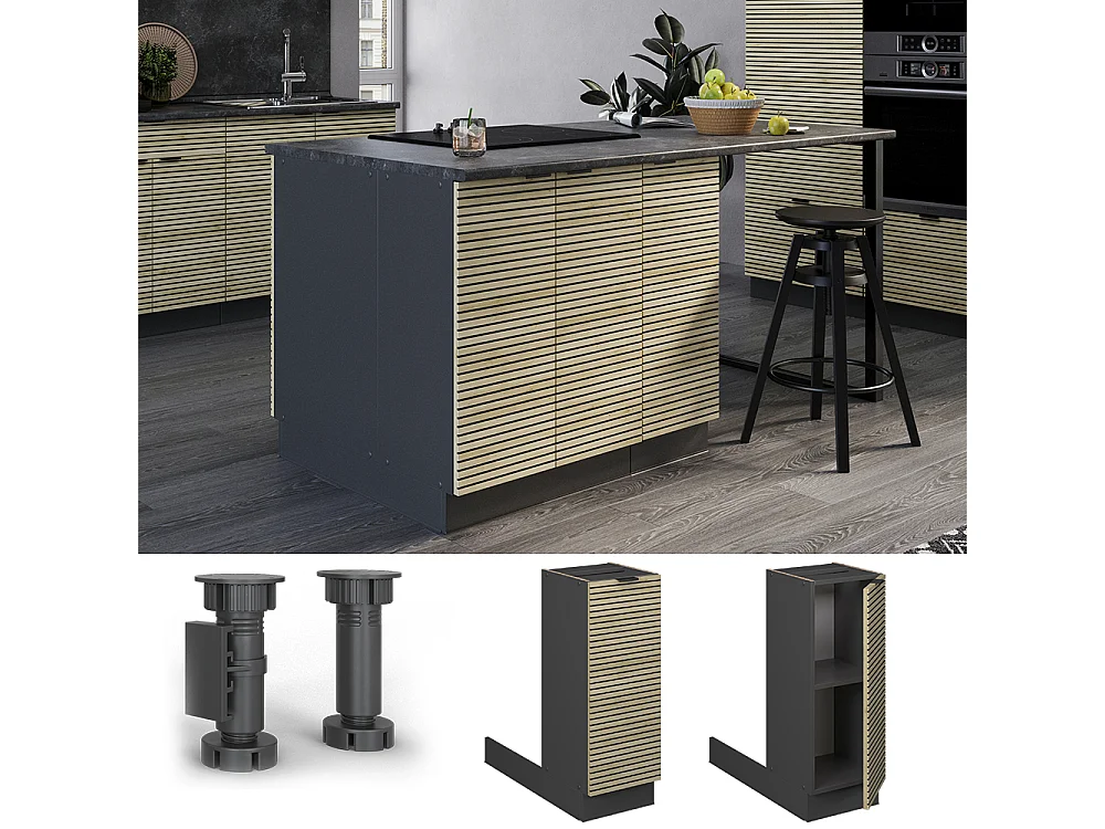 Kücheninsel eiche paneel 30x70x82 fame-line