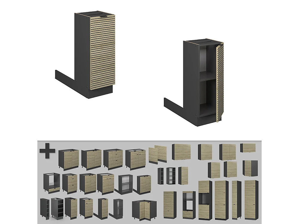 Kücheninsel eiche paneel 30x70x82 fame-line