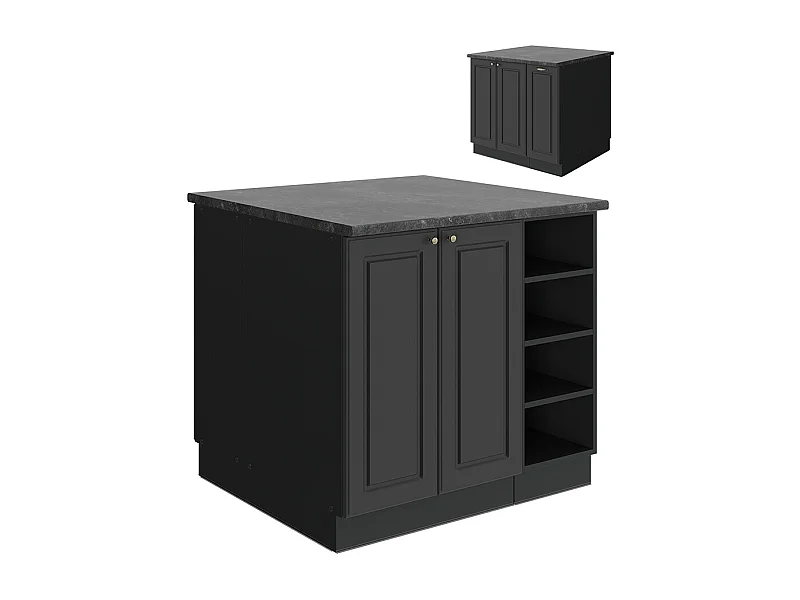 Kücheninsel anthrazit-gold landhaus 90x60x82 fame-line