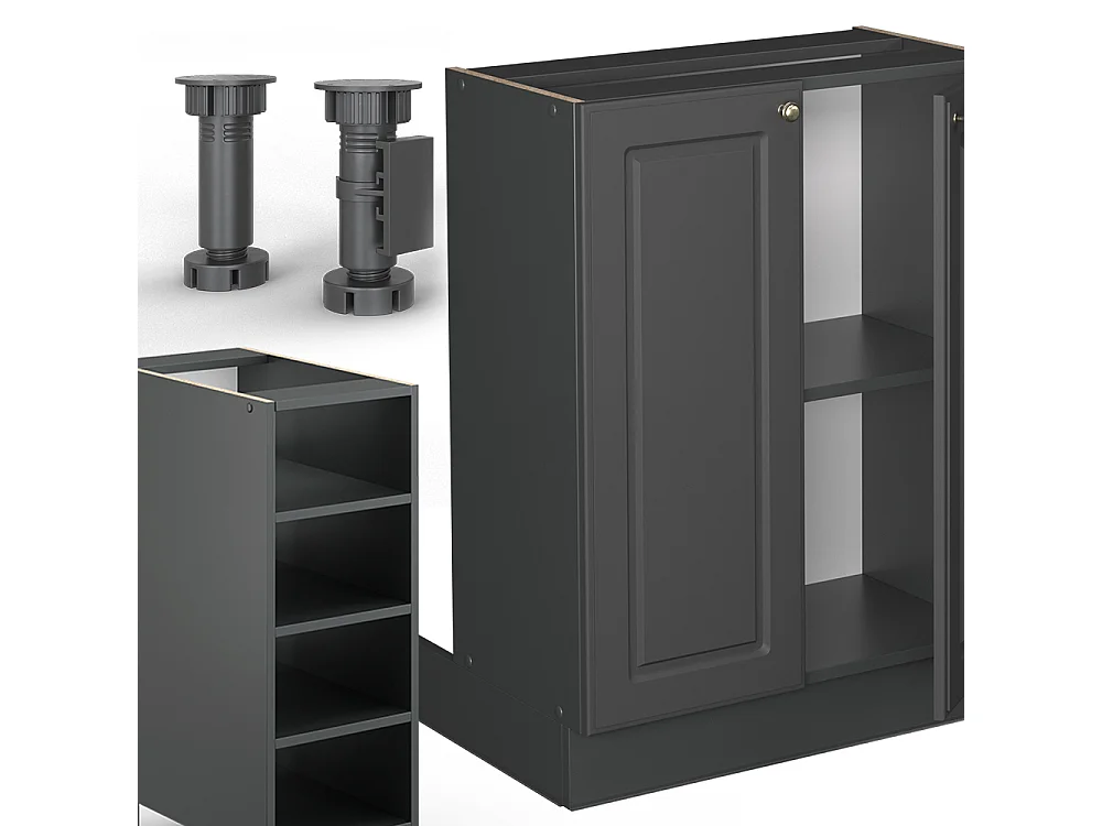 Kücheninsel anthrazit-gold landhaus 90x60x82 fame-line