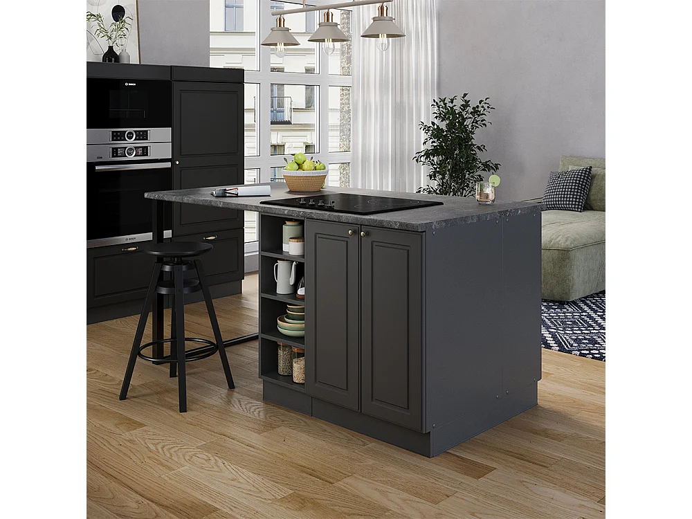 Îlot de cuisine anthrazit-gold landhaus 90x60x82 fame-line