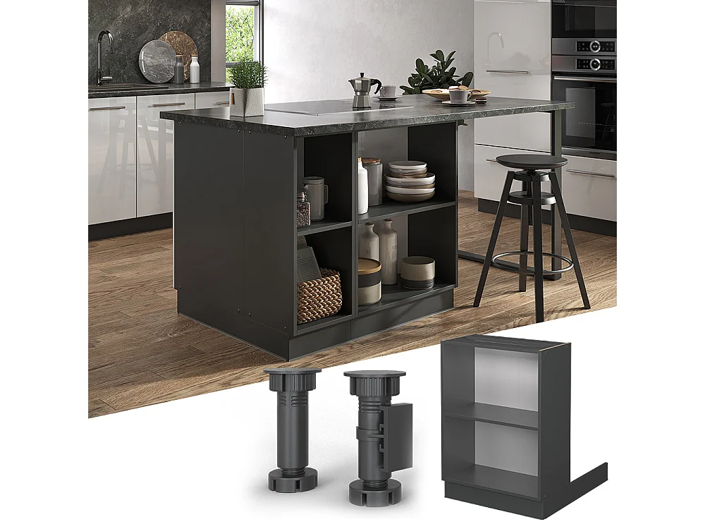 Îlot de cuisine anthracite 60x70x82 fame-line