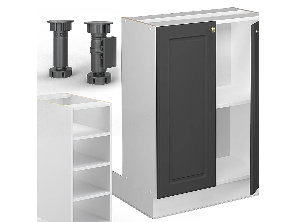 Îlot de cuisine anthracite-or/blanc 90x60x82 fame-line