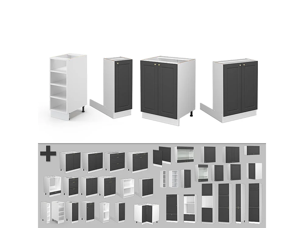 Îlot de cuisine anthracite-or/blanc 90x60x82 fame-line