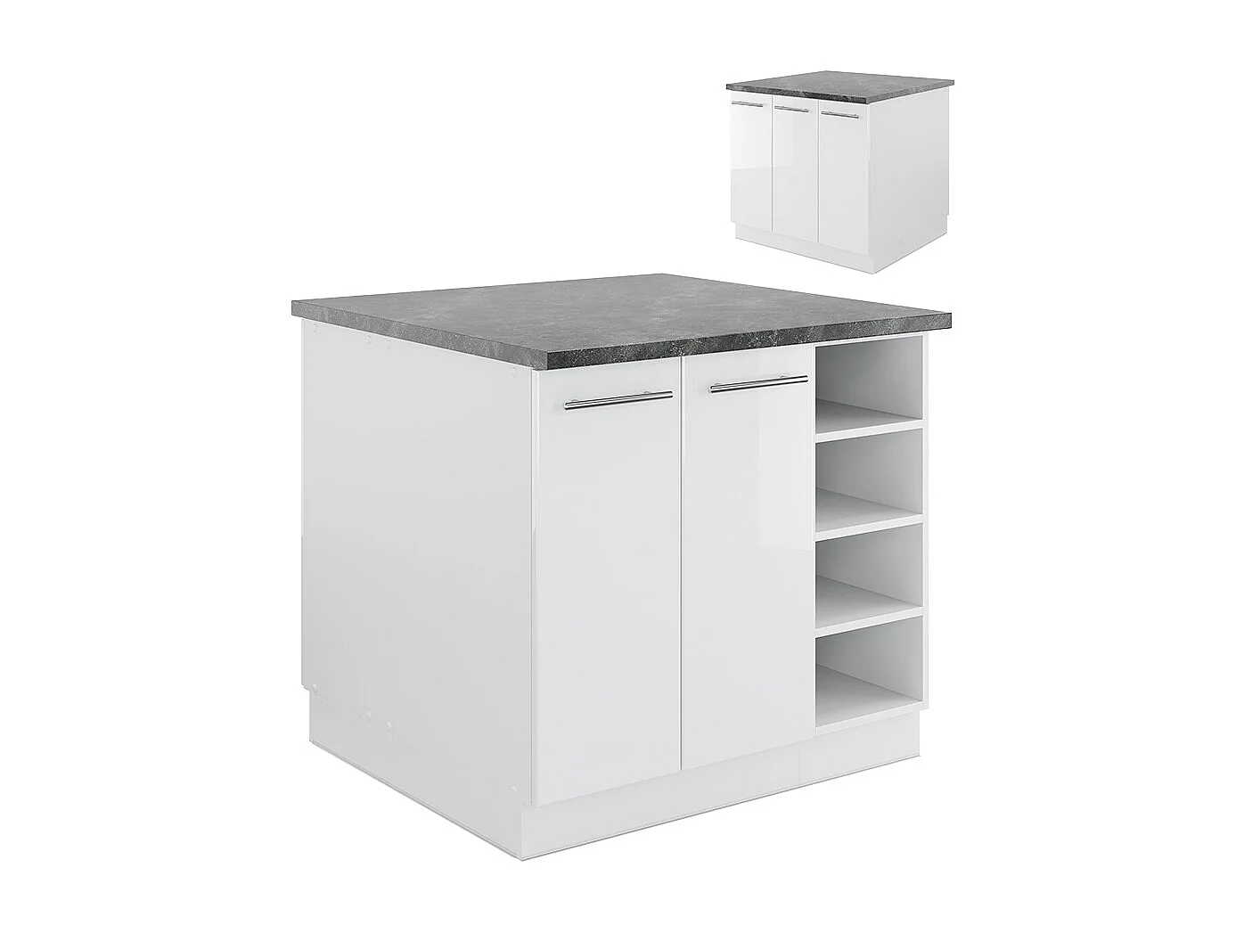 Keukeneiland wit hoogglans/wit 90x60x82 fame-line