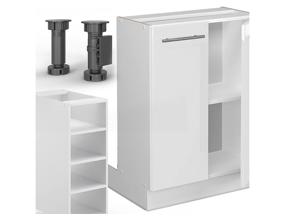 Îlot de cuisine blanc brillant/blanc 90x60x82 fame-line