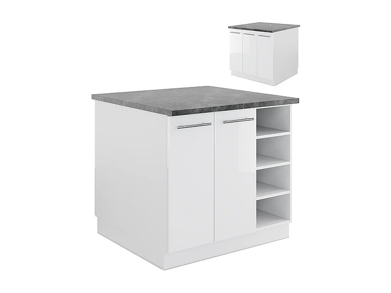 Keukeneiland wit hoogglans/wit 90x60x82 fame-line