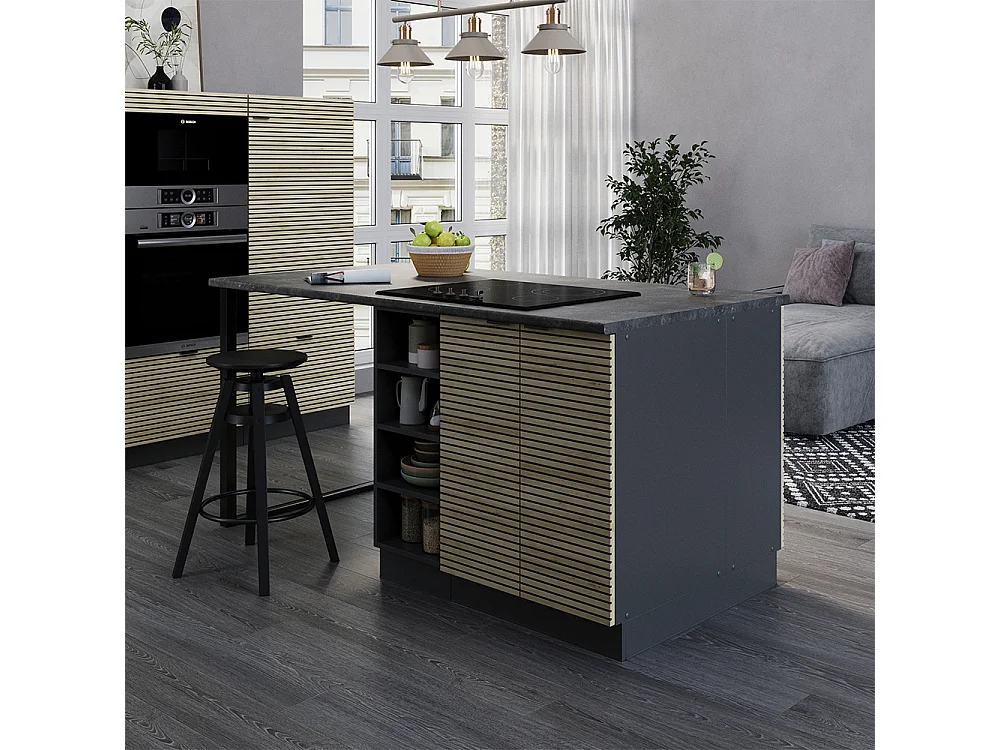 Kücheninsel eiche paneel 90x60x82 fame-line