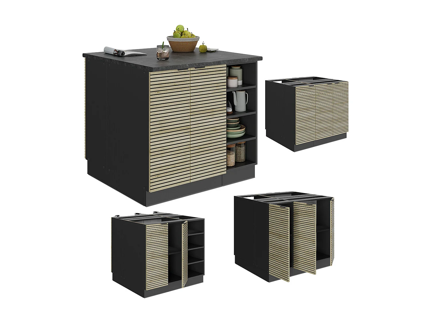 Kücheninsel eiche paneel 90x60x82 fame-line