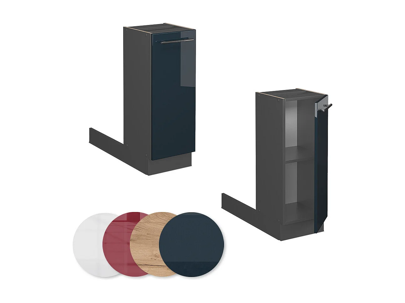 Îlot de cuisine bleu foncé brillant 30x70x82 fame-line